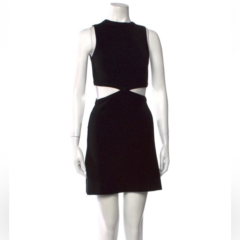 Maje Black Crew Neck Cut-Out Mini Dress